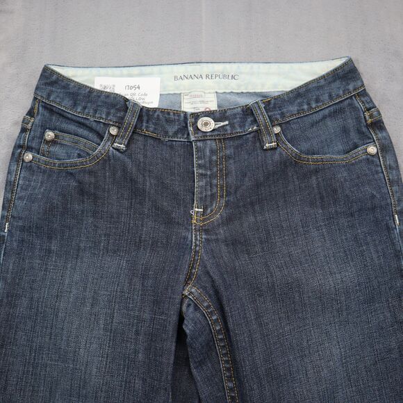 Banana Republic Pants Womens 0 Blue Flare Low Stretch Zip Dark Wash Denim Jeans - Picture 6 of 16